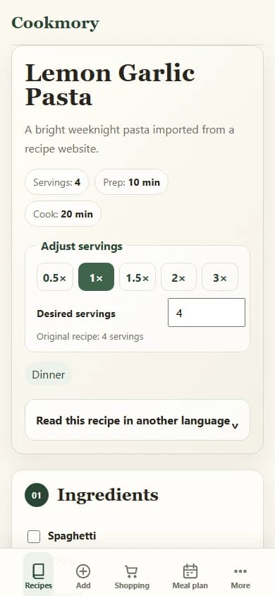 Clean printable recipe PDF generated from a recipe in Cookmory